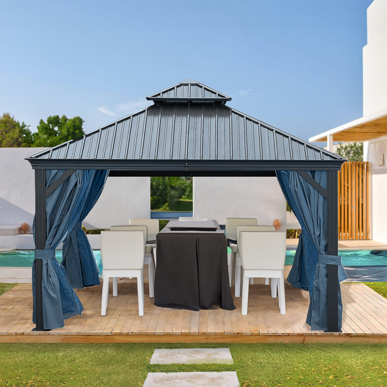 Endark 12'X 12'Outdoor Hardtop Gazebo, Metal Double Roof Canopy Gazebo